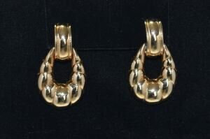 DONALD STANNARD Vintage Chunky Gold Plated Door Knocker Clip Earrings